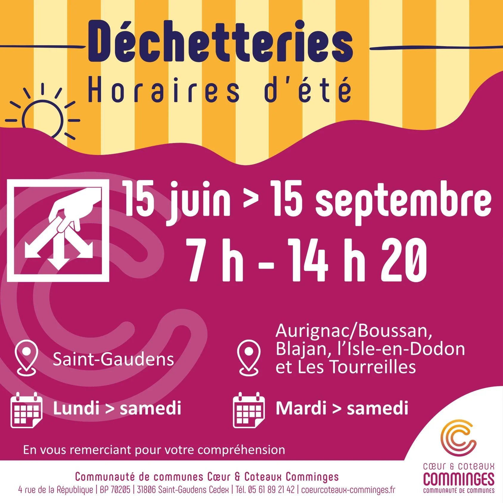 Horaires d ete dechetterie a p 2026